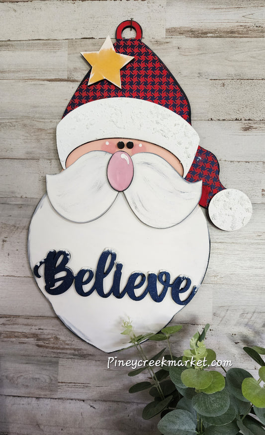 Santa Believe Christmas Door Hanger