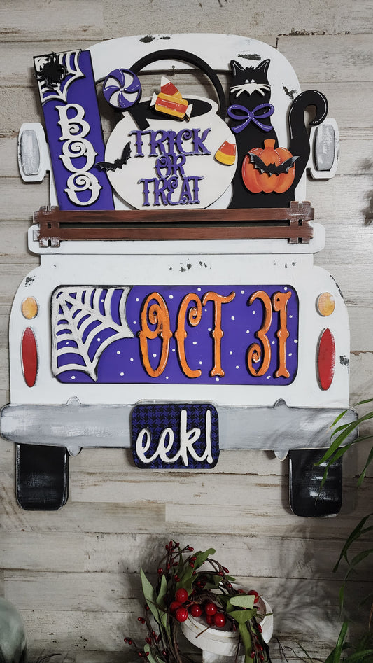 Truck add-on Halloween Cat Boo & Treats Add-on for Vintage truck DIY kit