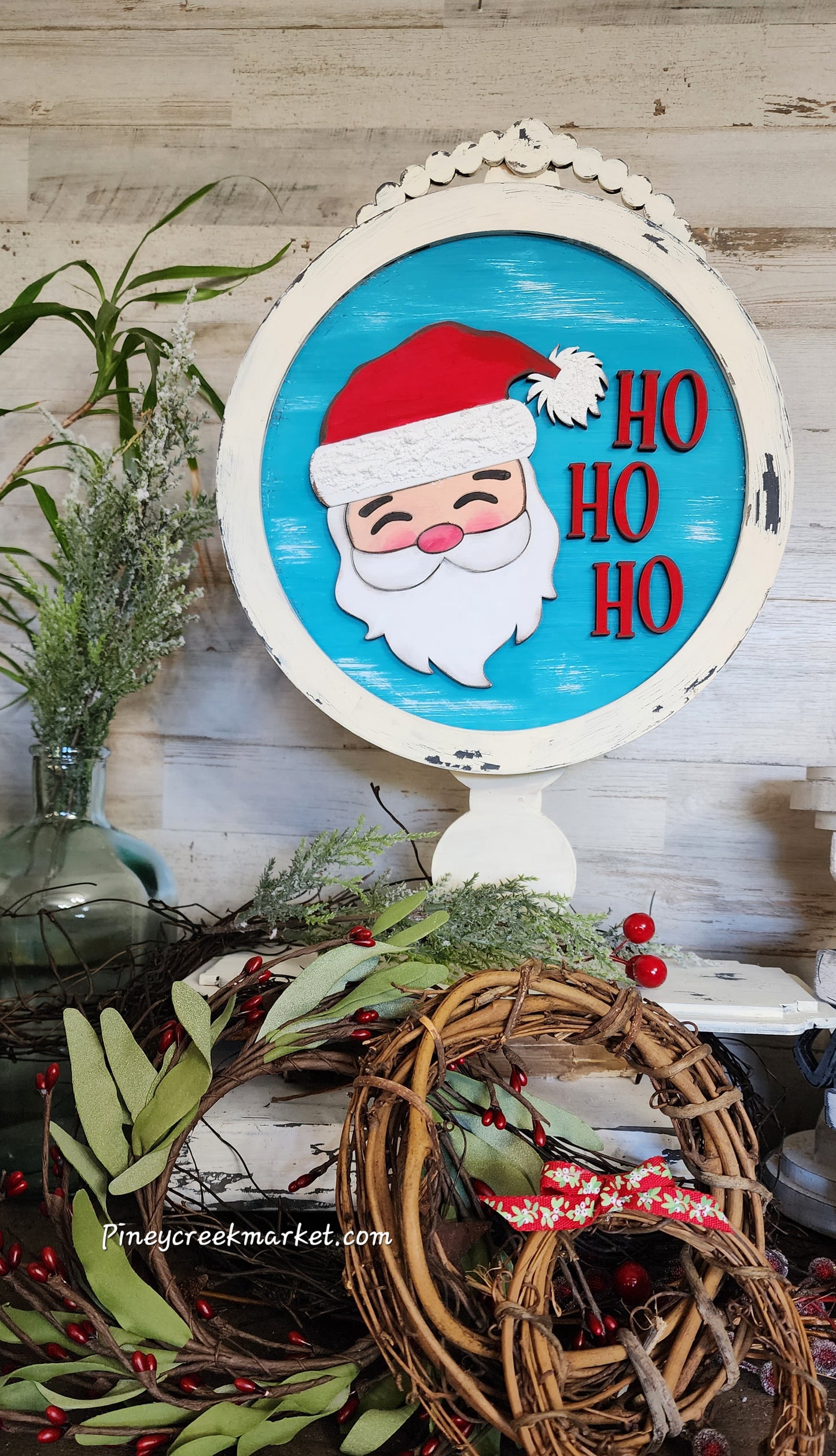 Farmhouse insert for table top Interchangeable base. Ho Ho Ho