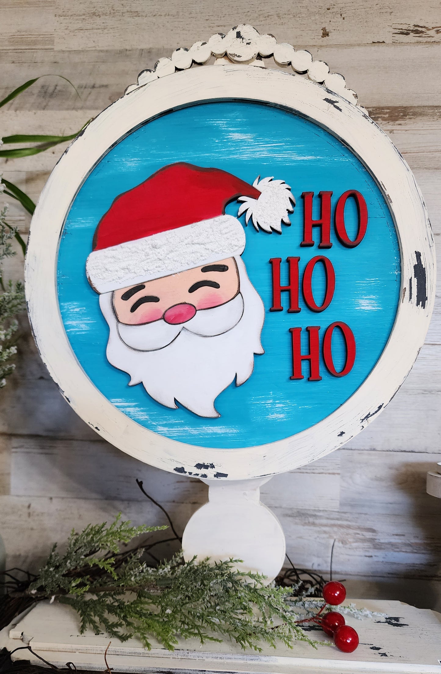 Farmhouse insert for table top Interchangeable base. Ho Ho Ho