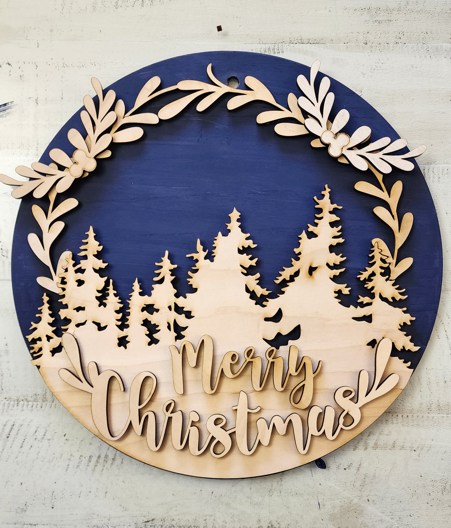 Merry Christmas Door Hanger 16 inch round