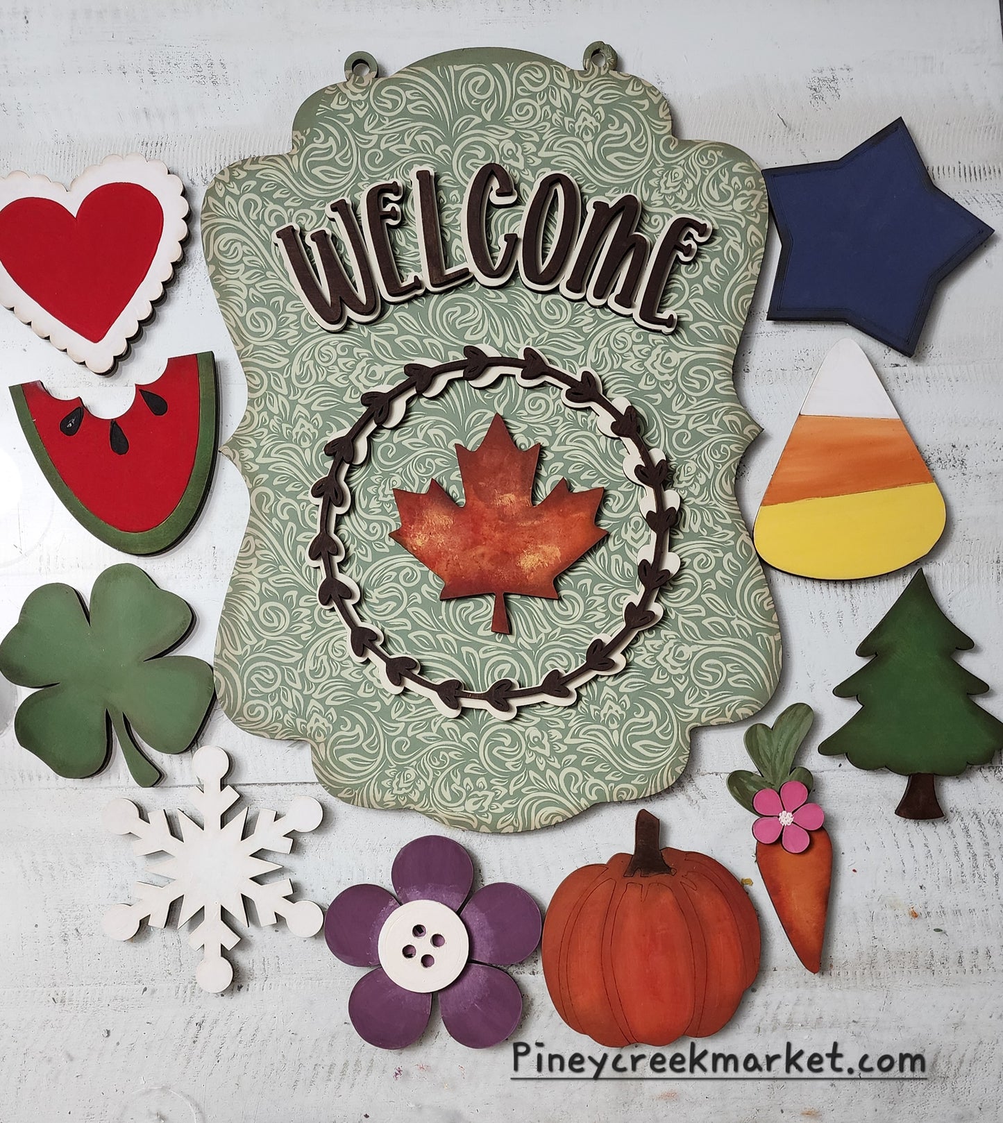 Welcome interchangeable sign with ALL the Seasons!
