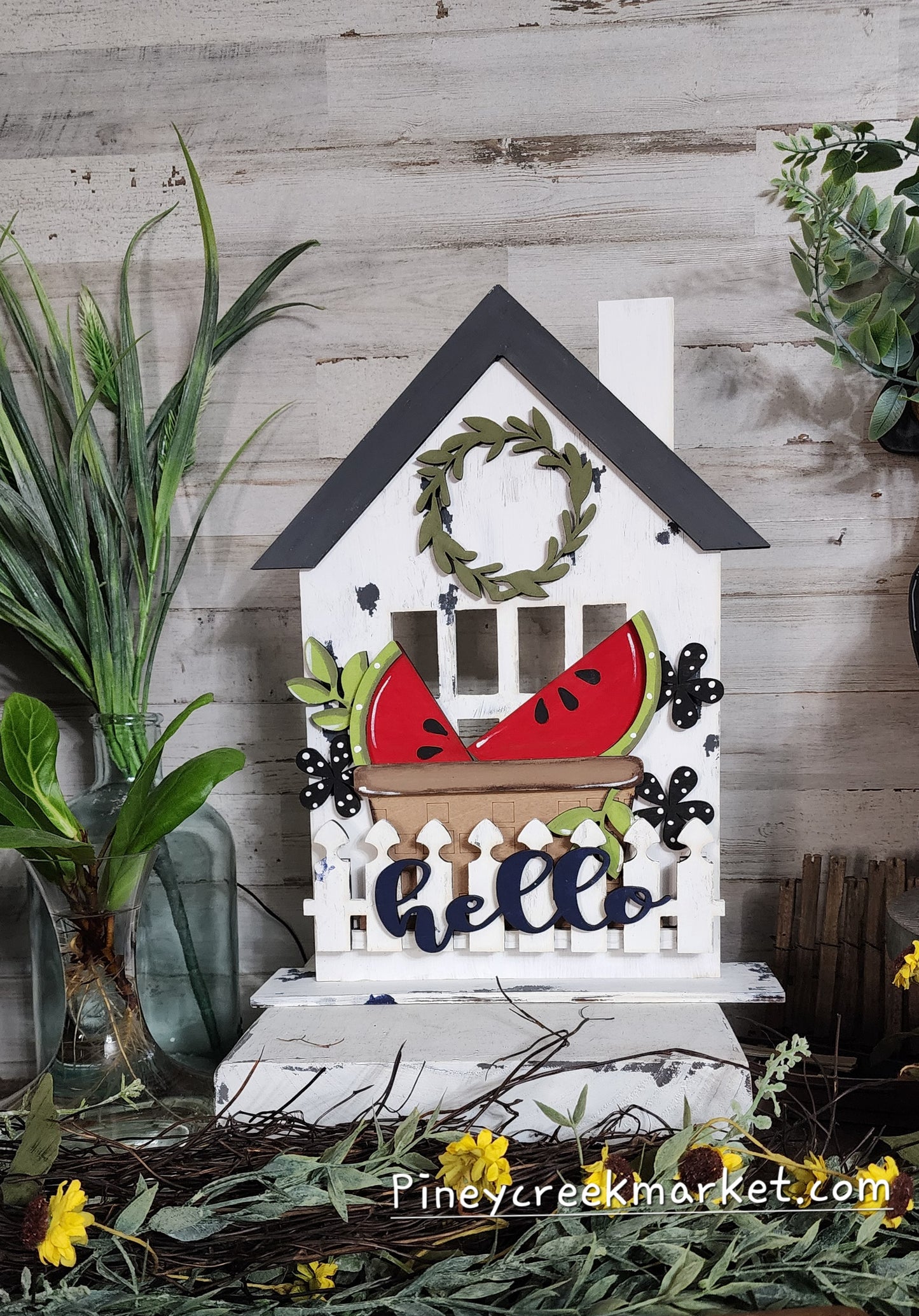 WATERMELON interchangeable House with picket fence. New!