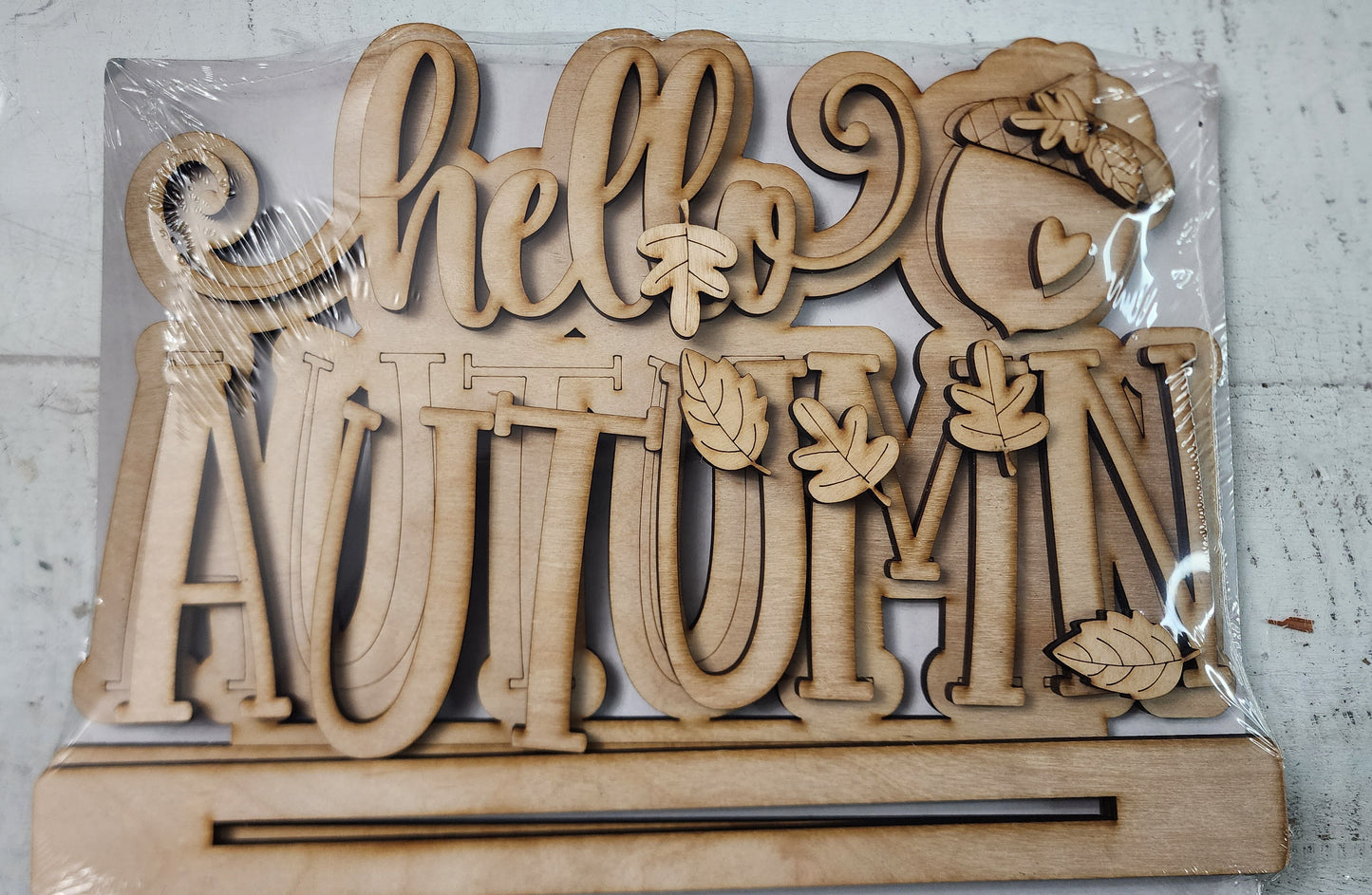HELLO AUTUMN word block
