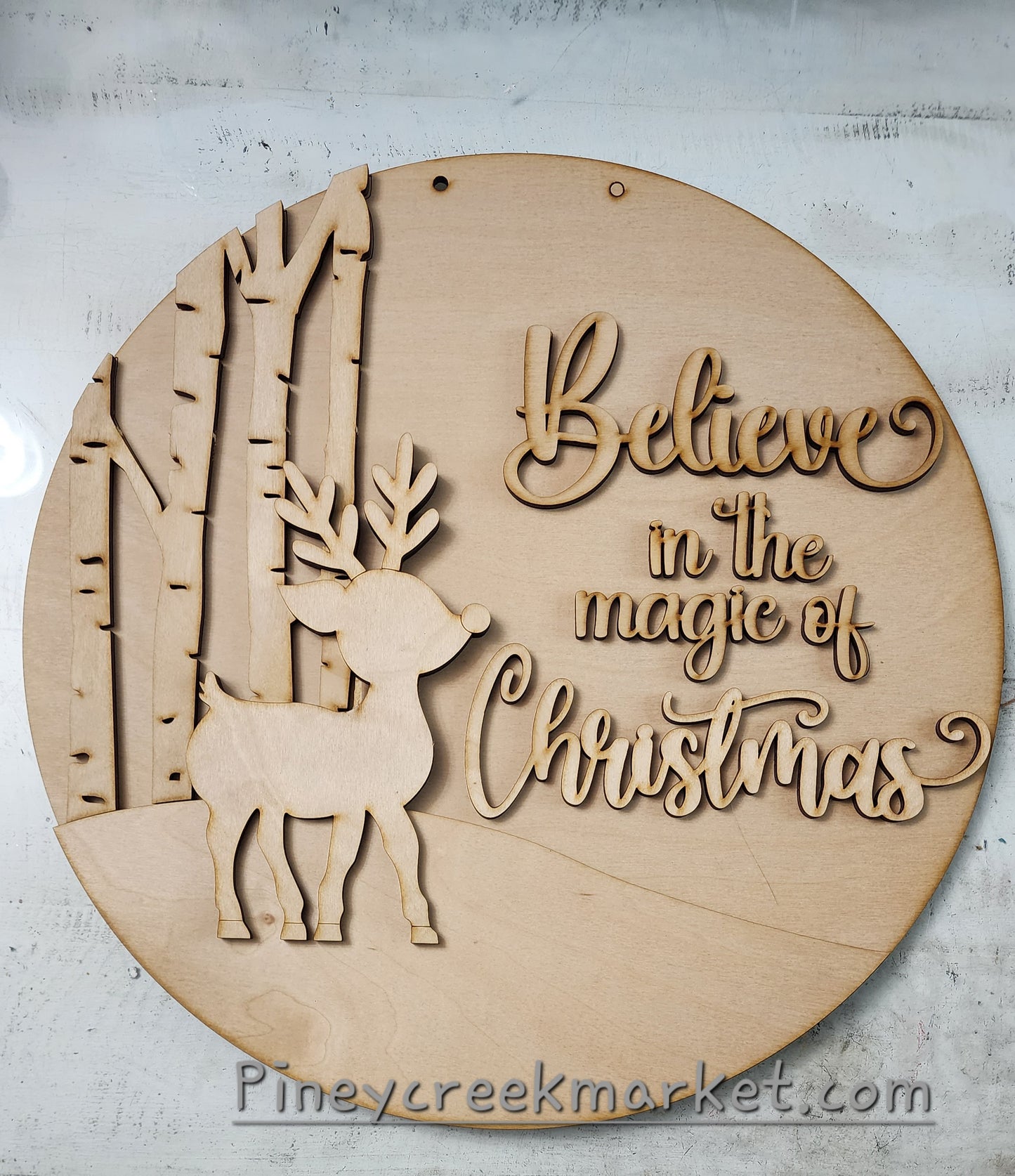 16 inch round and the cute Deer Believe in the Magic of Christmas ๐