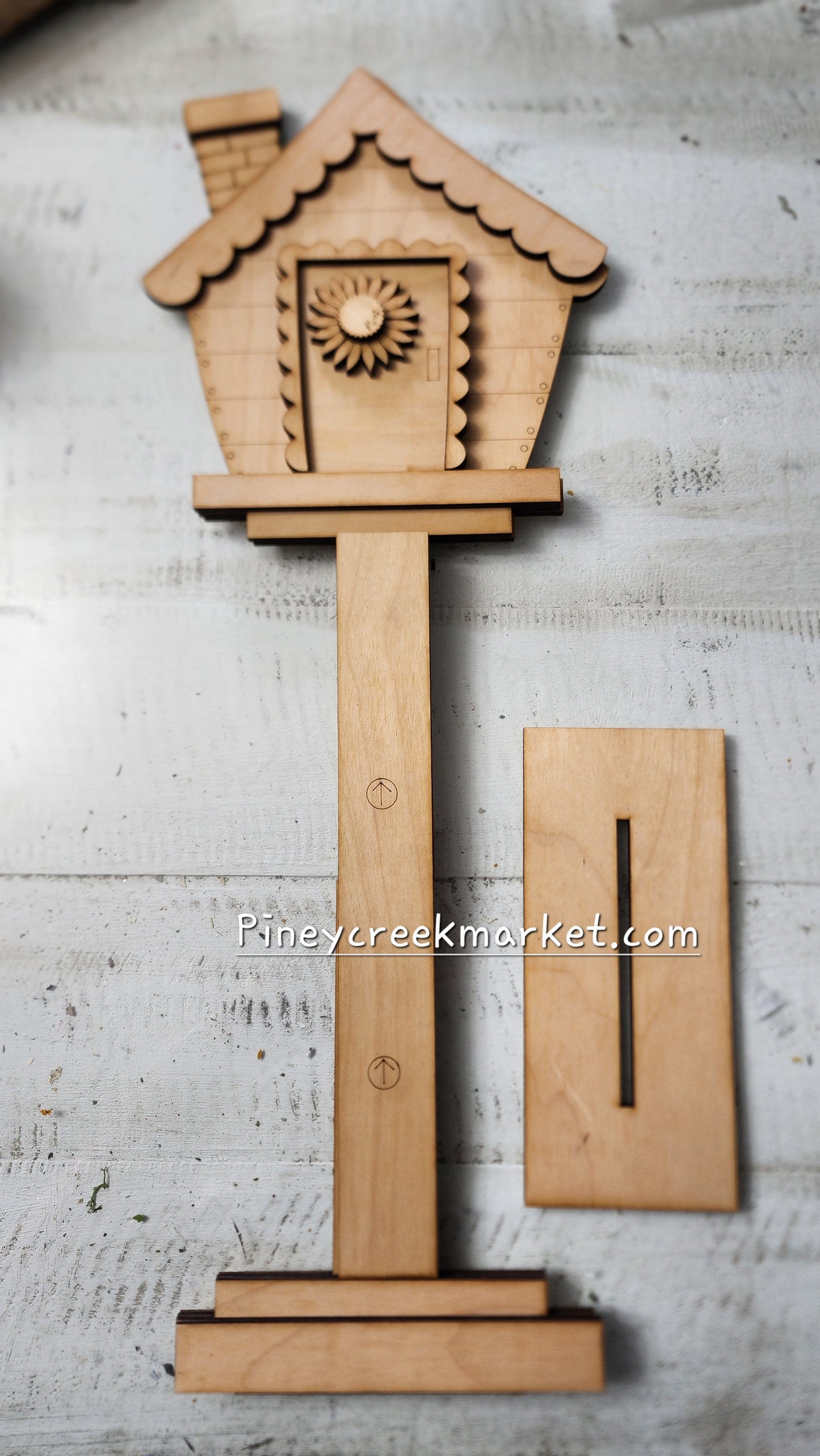 Tall Birdhouse with Sunflowers can be interchangeable