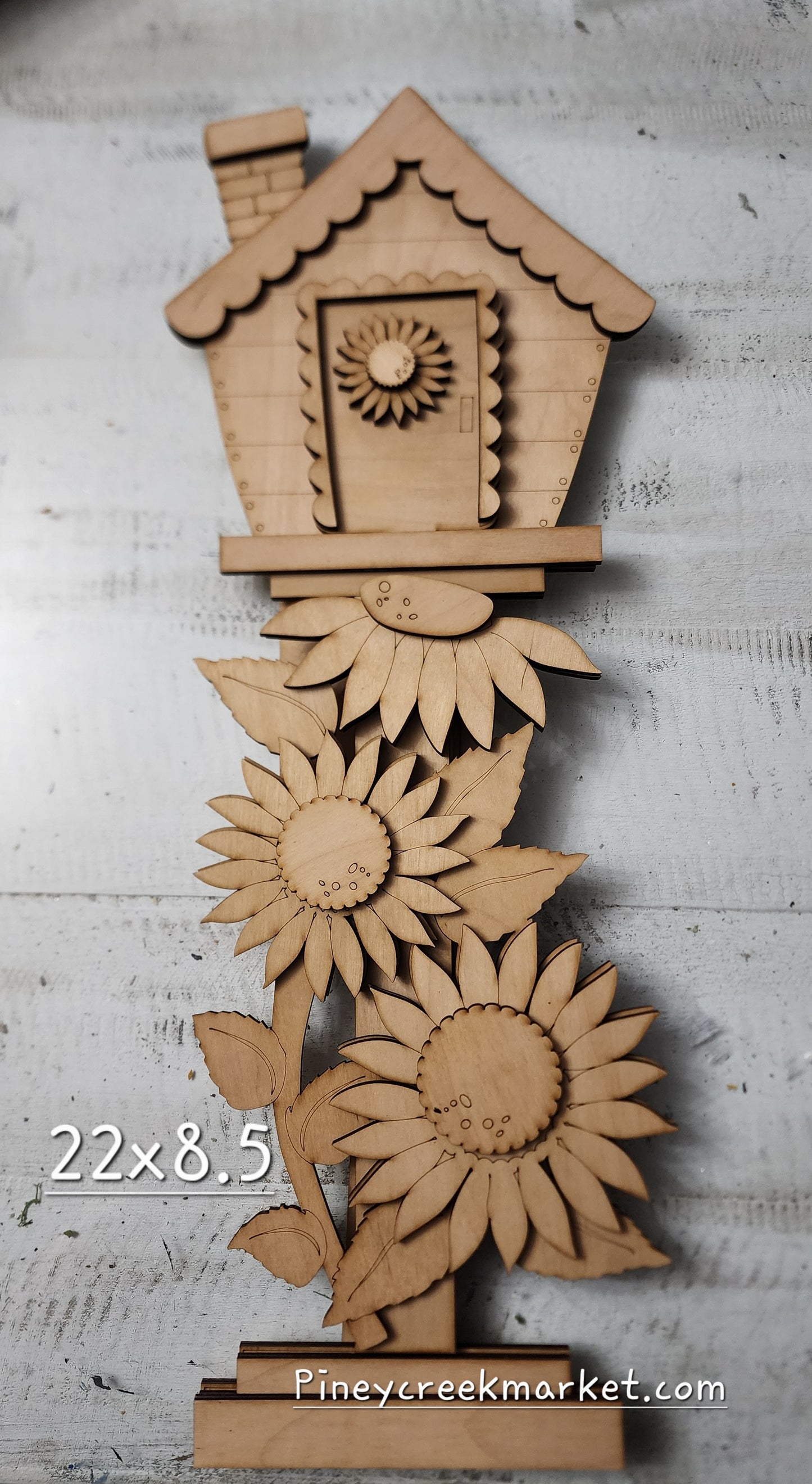 Tall Birdhouse with Sunflowers can be interchangeable