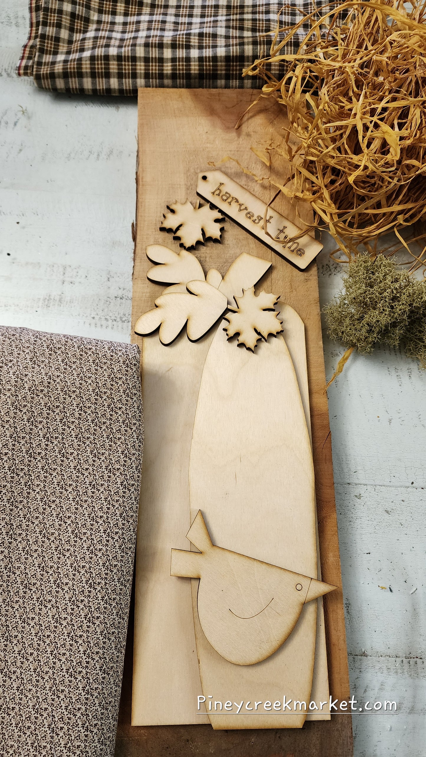 Cedar board with Pumpkin and Crow! So rustic!