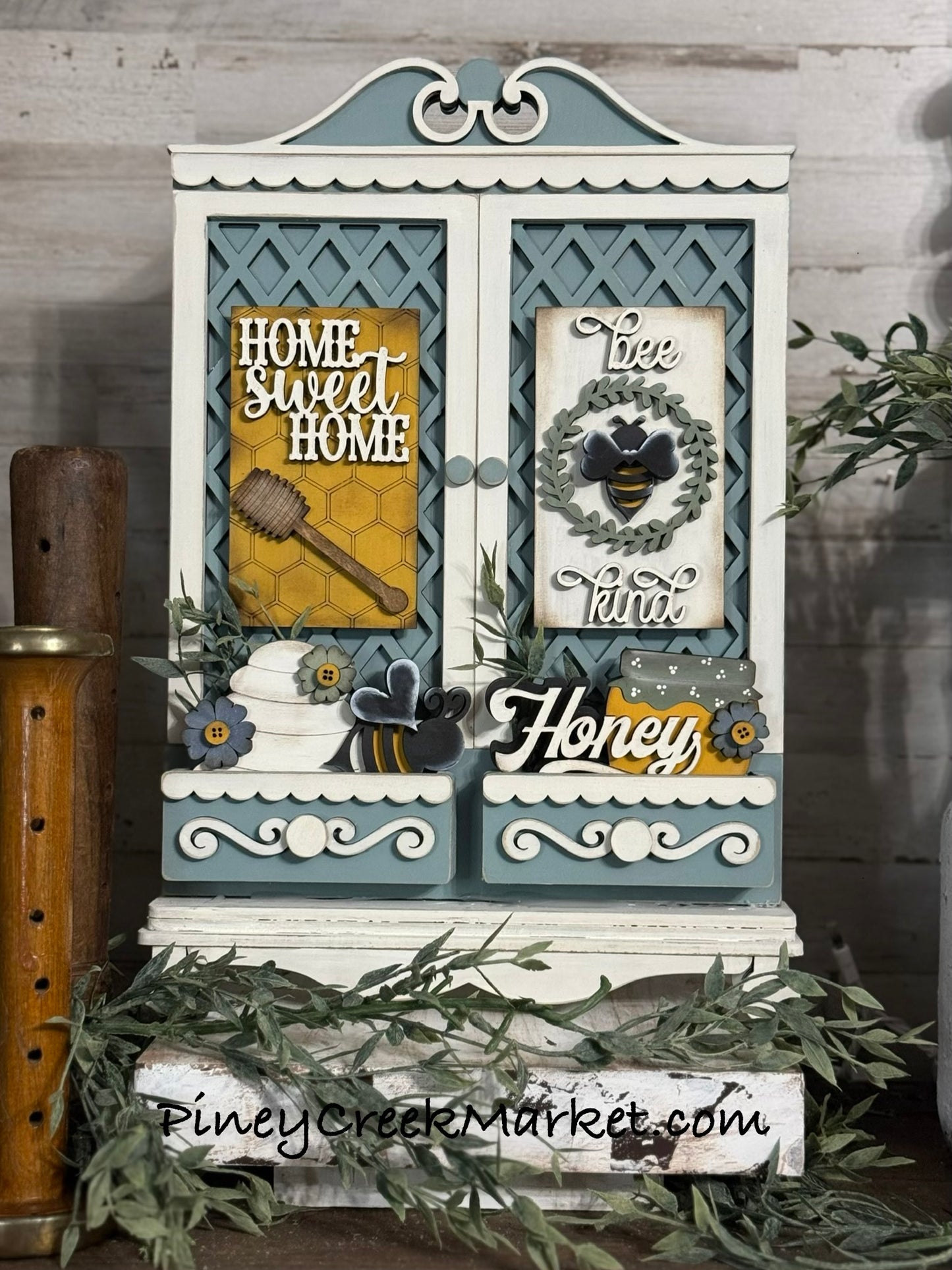 Adorable New Cabinet with Lattice design with Home sweet home inserts included (other inserts available)