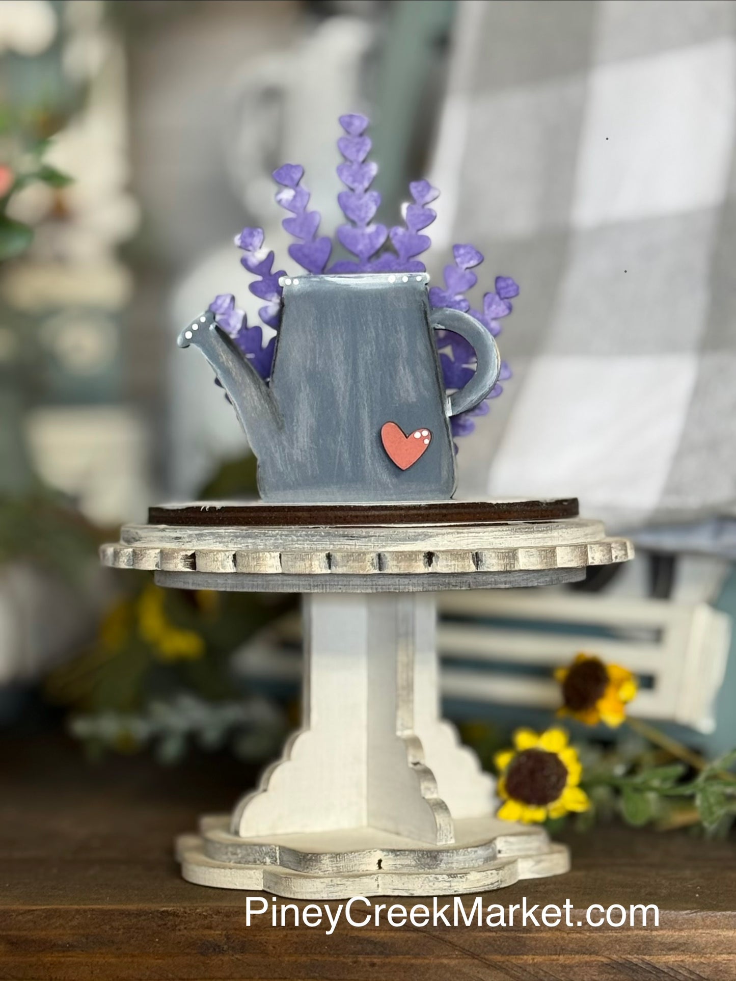 Small pedestal “Topper Only” Lavender and Watering Can