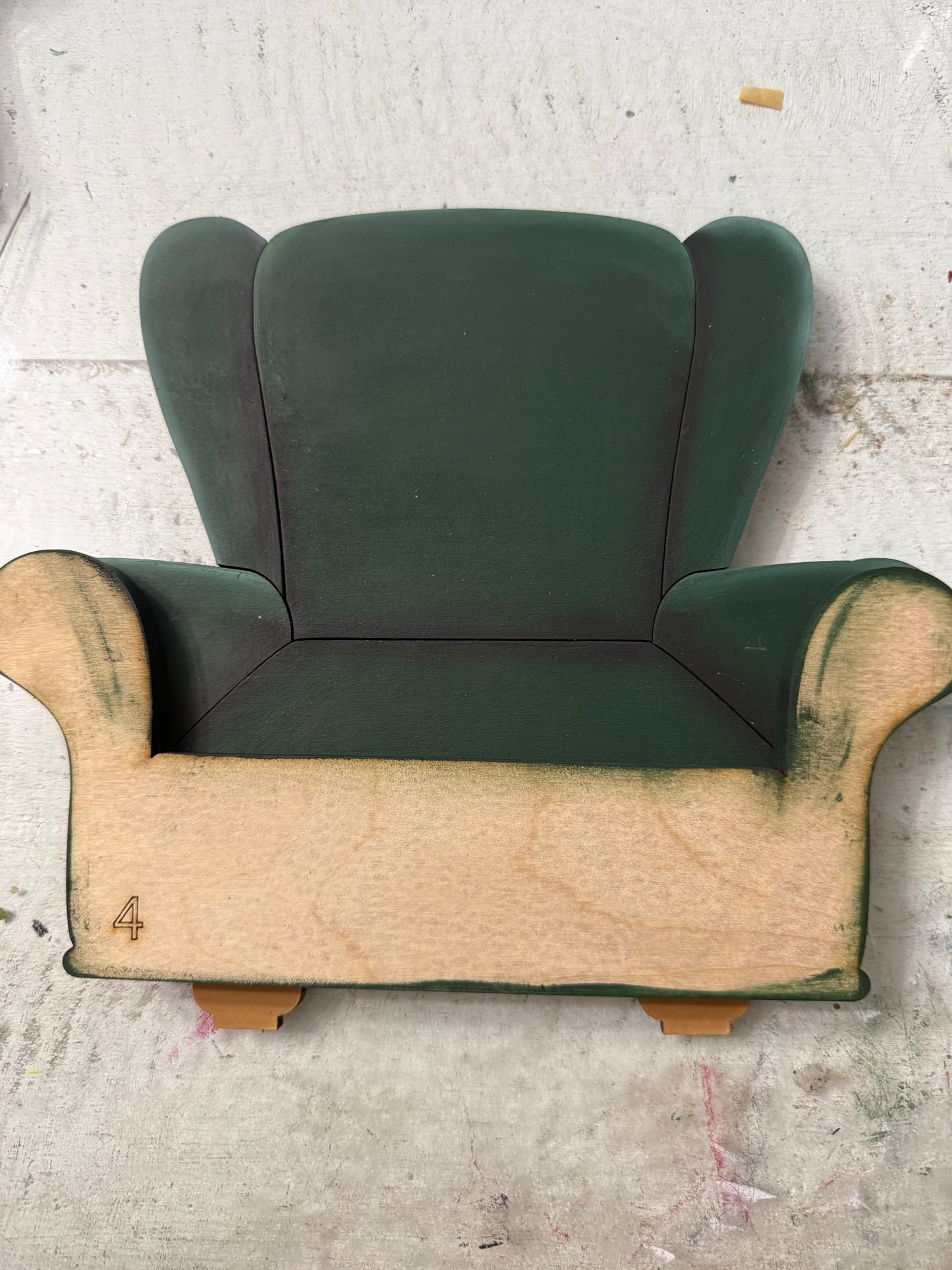 Christmas Chair, Santa’s Chair and perfect for anytime of year!! (Fits one shelf sitter! Rudolf, Uncle Sam, or The Dog!)