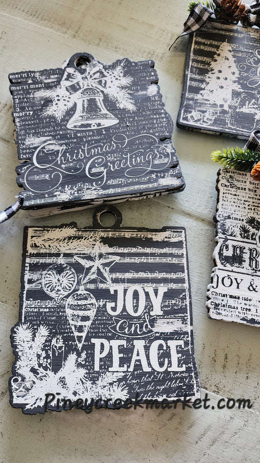 Ornaments for Joy and Peace Stencil Transfer Rectangle