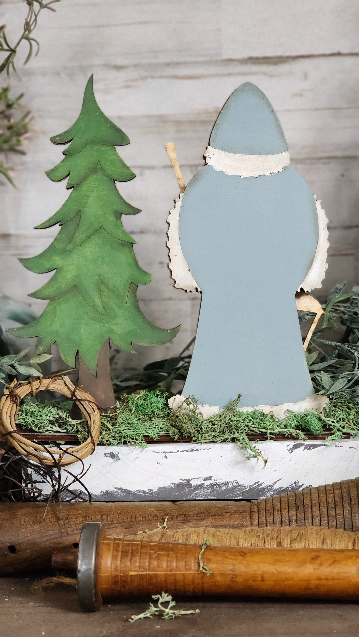 Woodland Santa and tree Double sided! SMALL table top size CLASS kit!