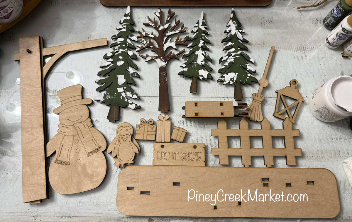 Snowman and Friends woodland scene ☃️❄️⛄️