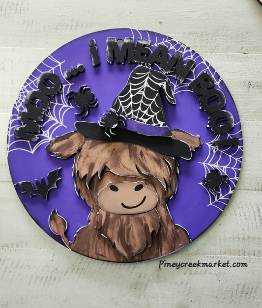 Moo...I mean Boo! Halloween Door Hanger