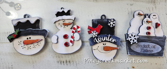 Snowman Ornaments Four snowman ornaments