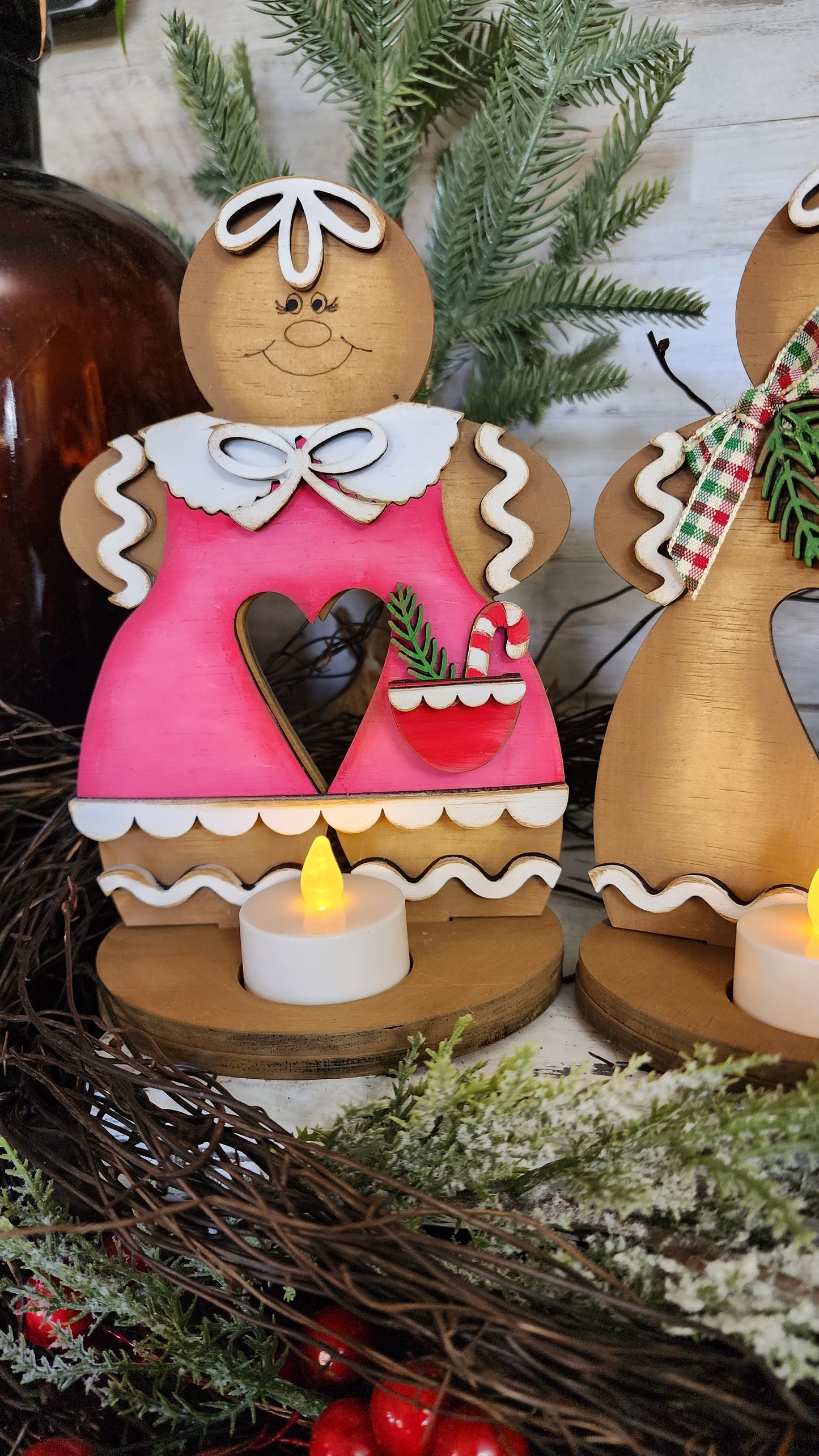 Gingerbread Tea Light holders Christmas decor