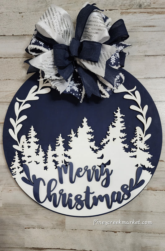 Merry Christmas Door Hanger 16 inch round