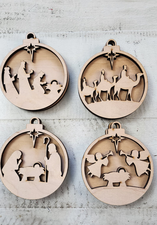 Ornaments Easy to paint Set of 4 Christmas Faith