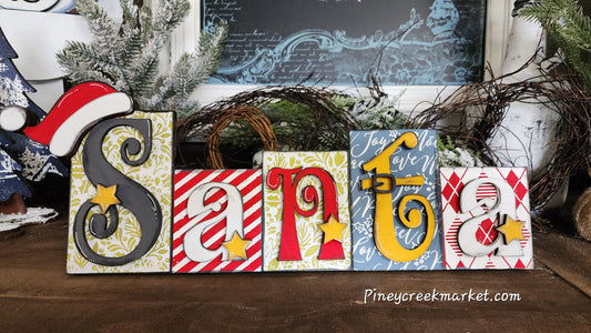 Santa word block Christmas decor