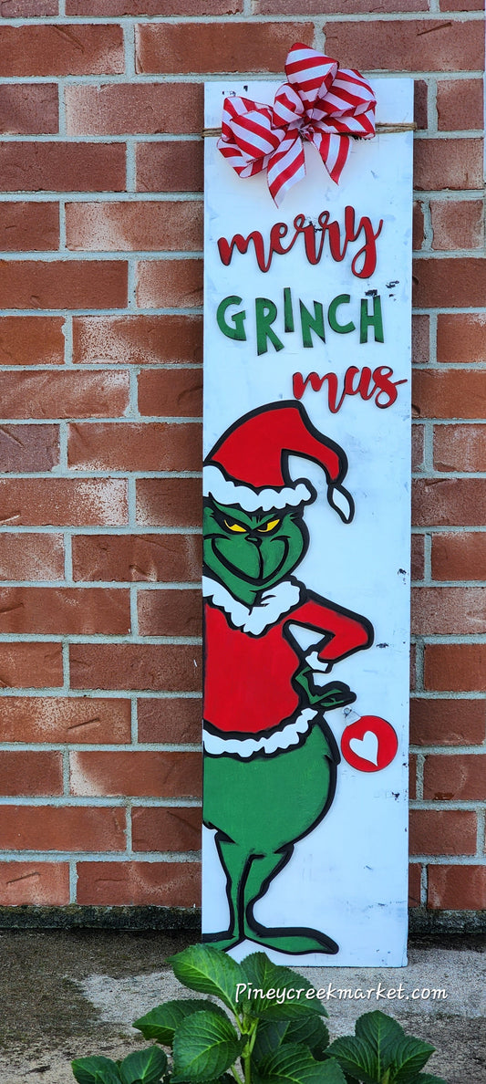 Grinch Christmas porch leaner Merry Grinchmas