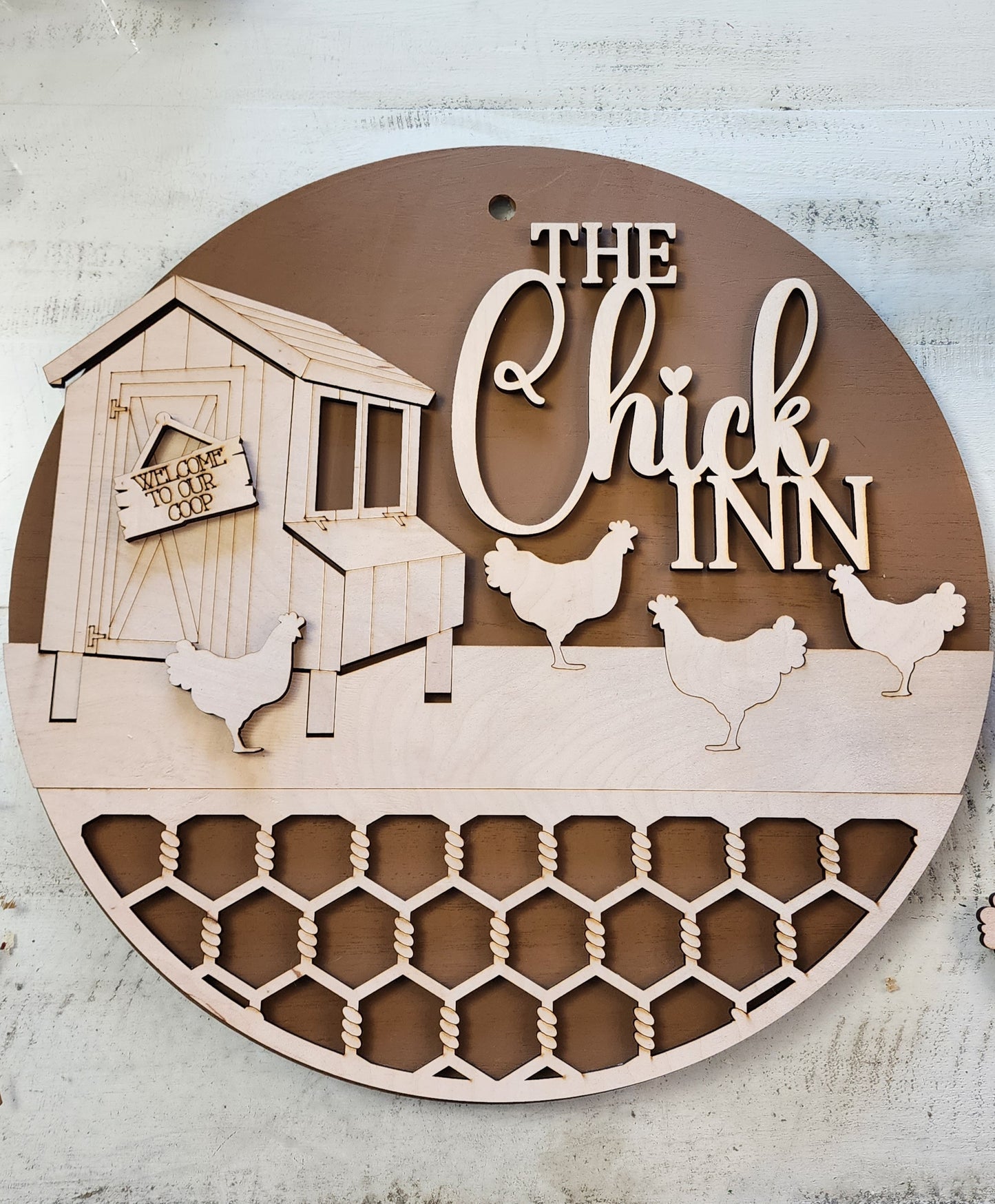 The Chick Inn cute chicken door hanger