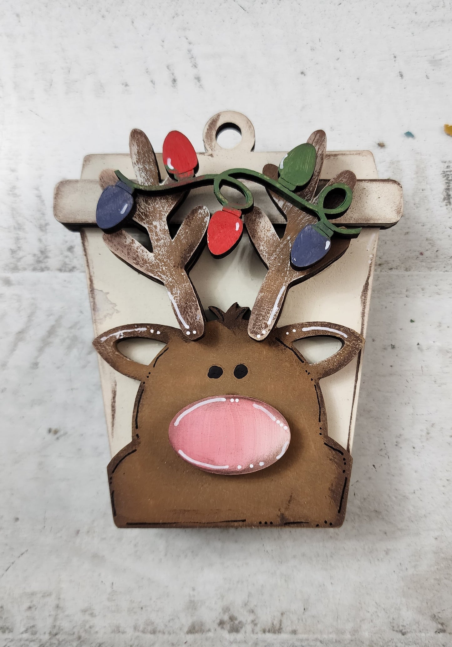 Reindeer Coffee Cup Ornament Gift Card holder set of 2