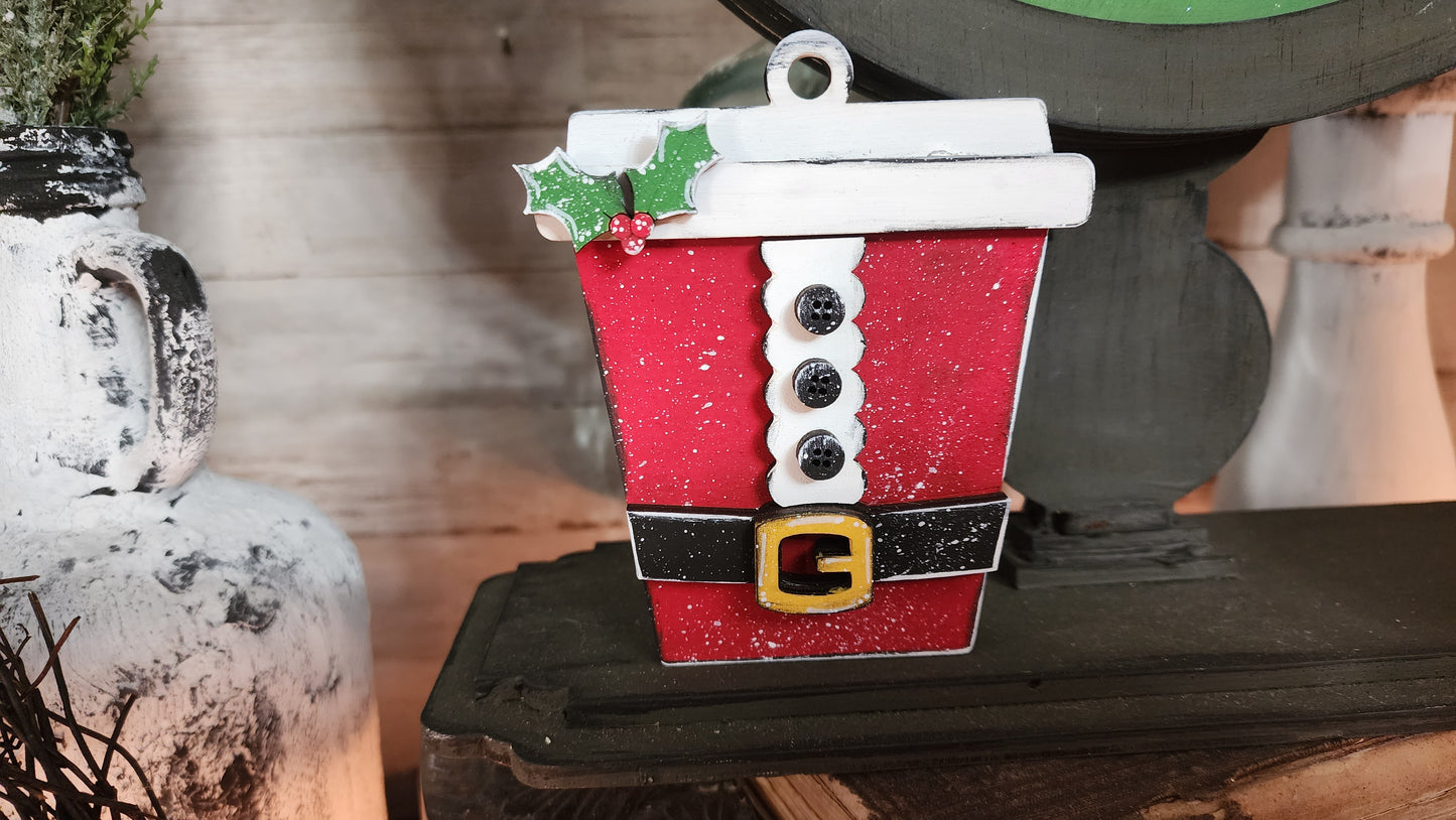 Santa Coffee Cup Ornament Gift Card holder set of 2