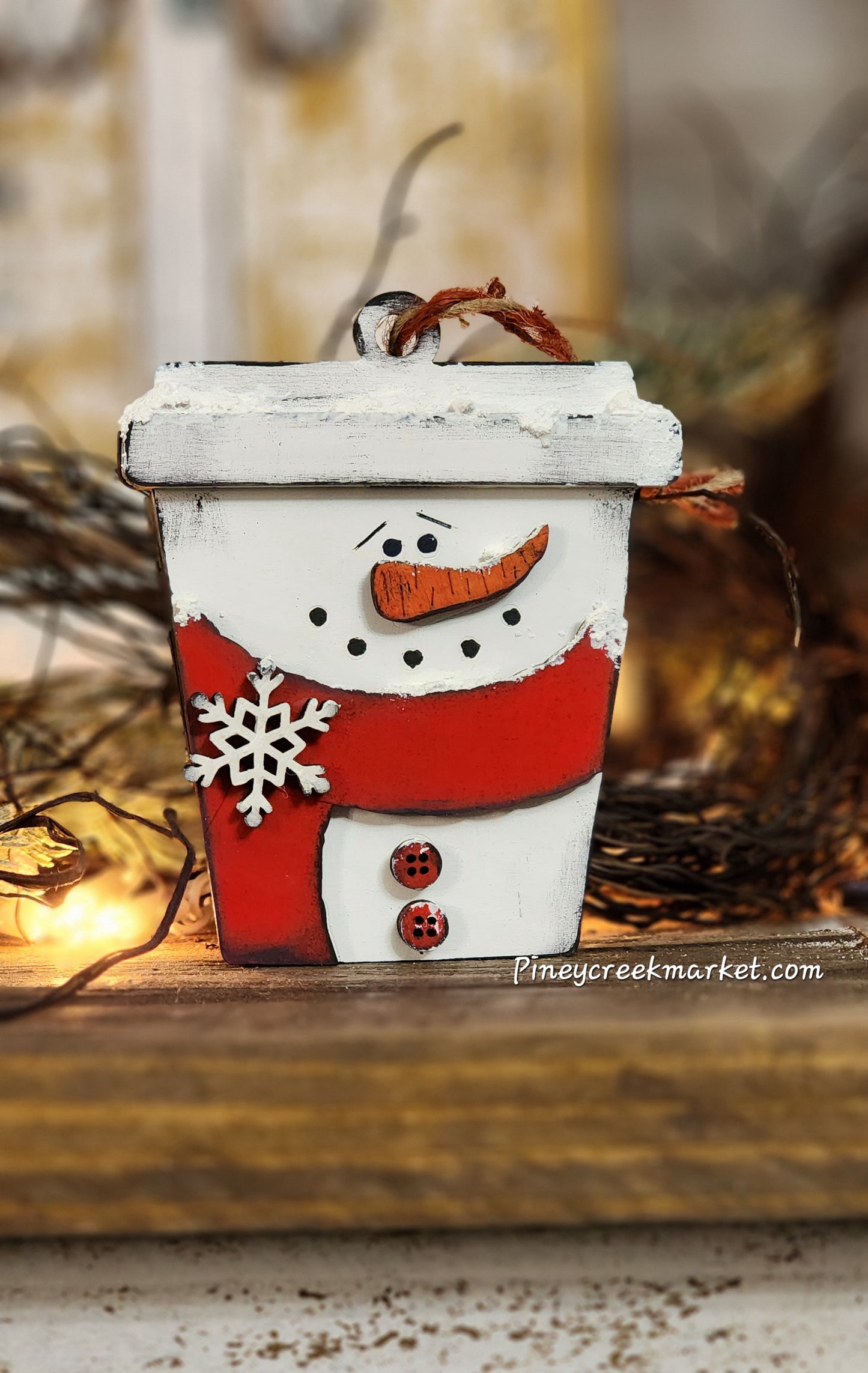 Snowman Coffee Cop ornament or gift card holder Set of 2