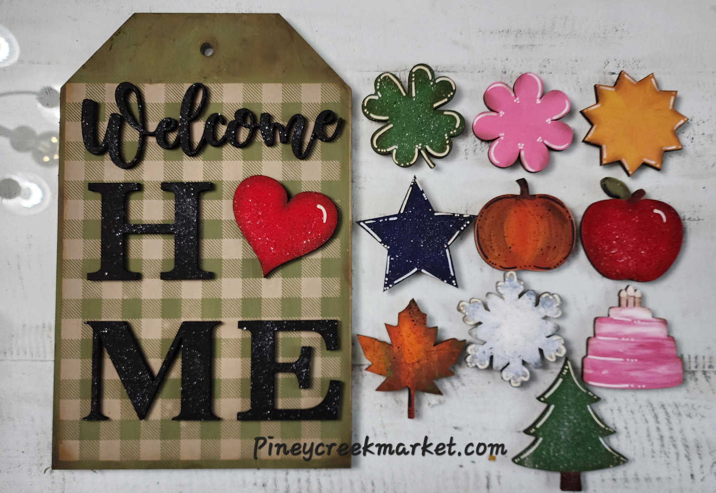 Welcome Home Door Tag with season shapes!