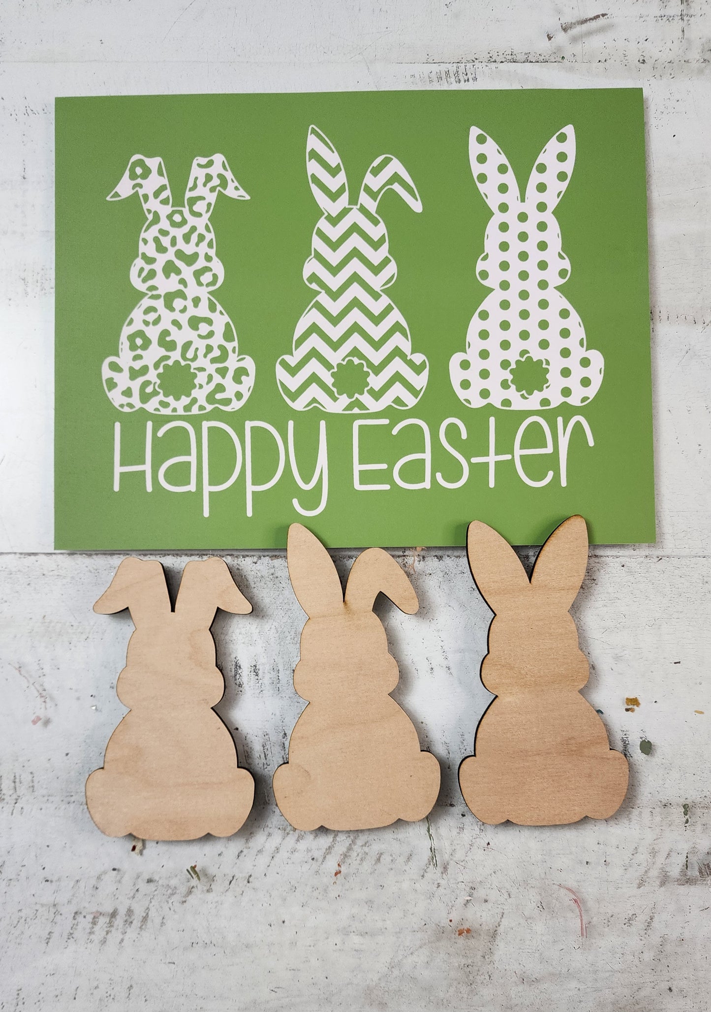 Happy Easter Bunny wood cutouts for Magnolia Stencil 11x8.5