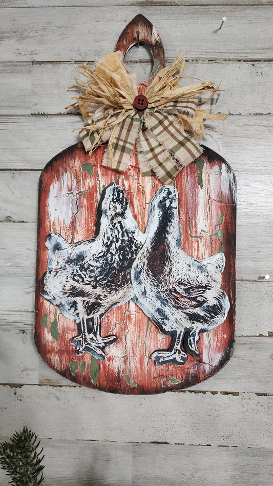 Board used for chickens on Birds of a Feather Flock Together stencil