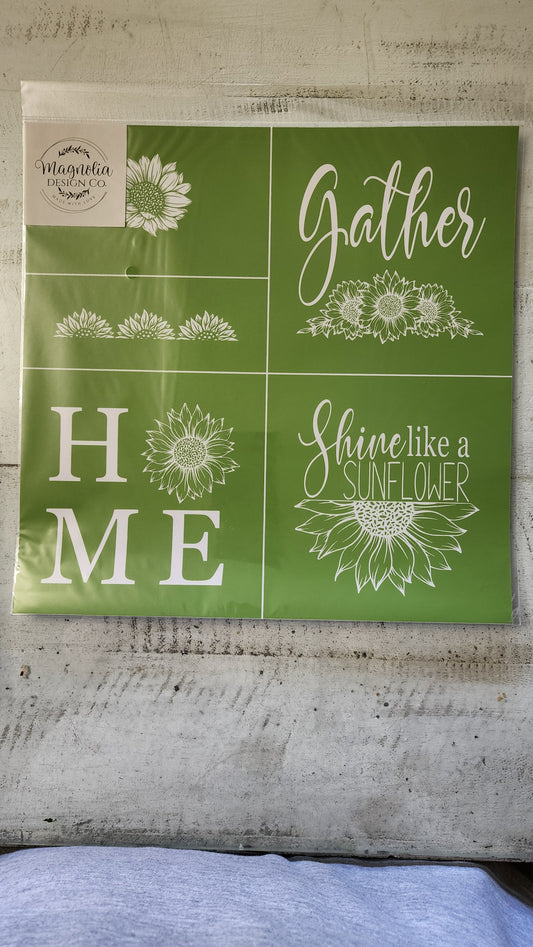 Reusable silkscreen stencil Sunflowers Quad