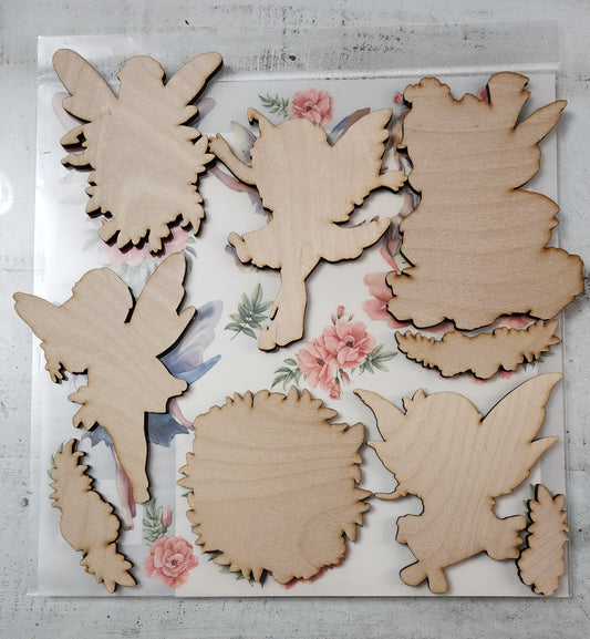 Fairies Rub-on transfers Wood cutouts only