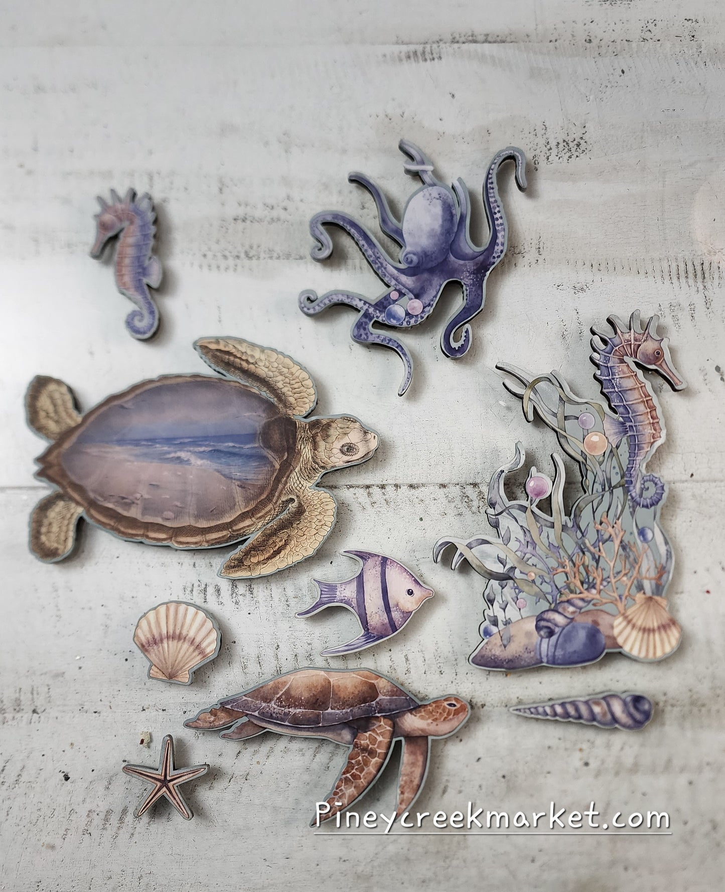 SEA life Rub-on transfers Wood cutouts only