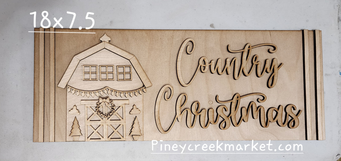 Country Christmas Barn Sign