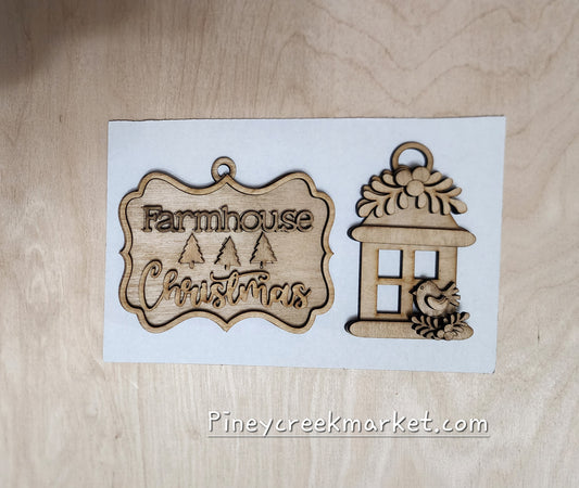 Farmhouse Christmas and Lantern Christmas ornament set