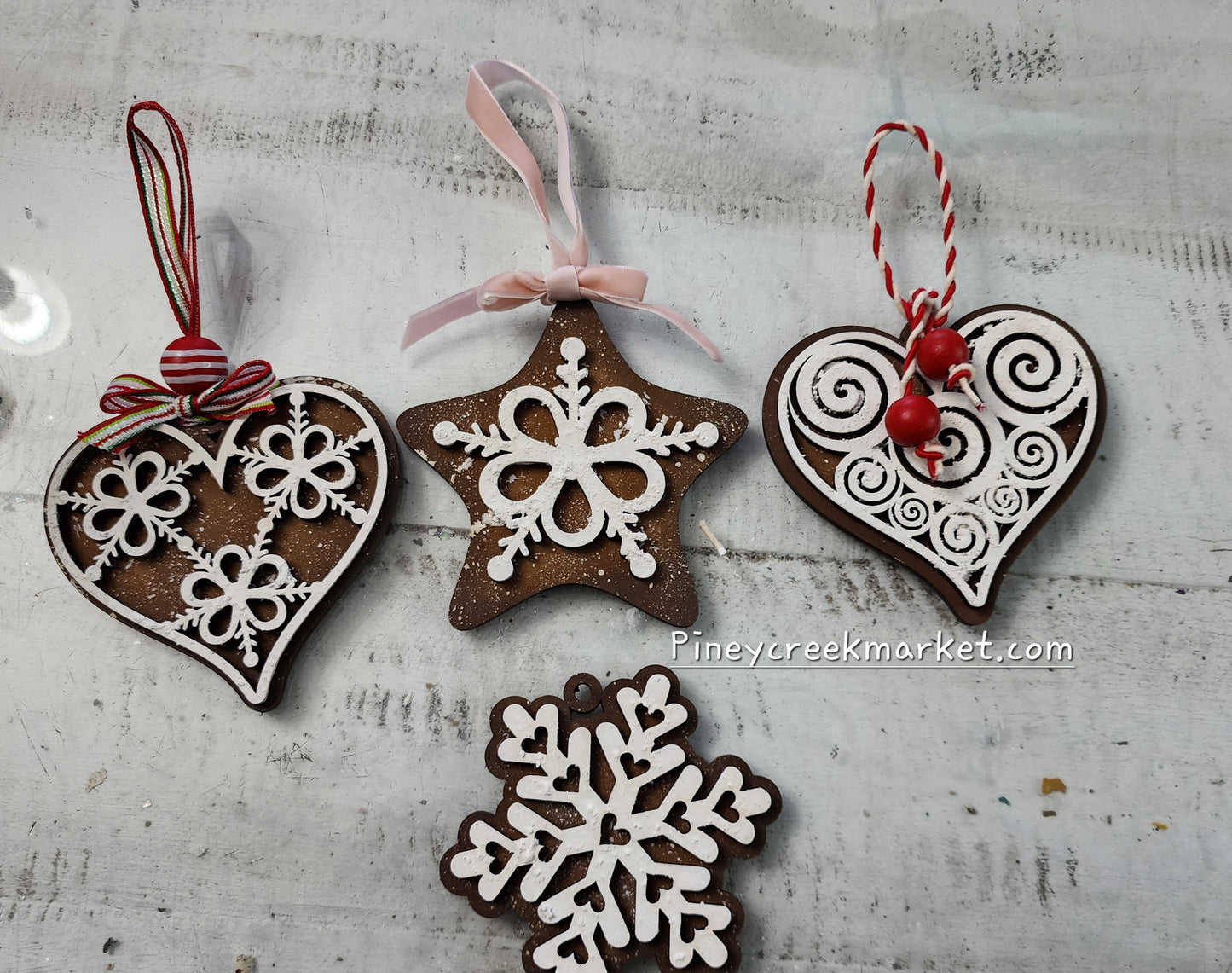 Set of 5 Gingerbread Cookie Ornaments