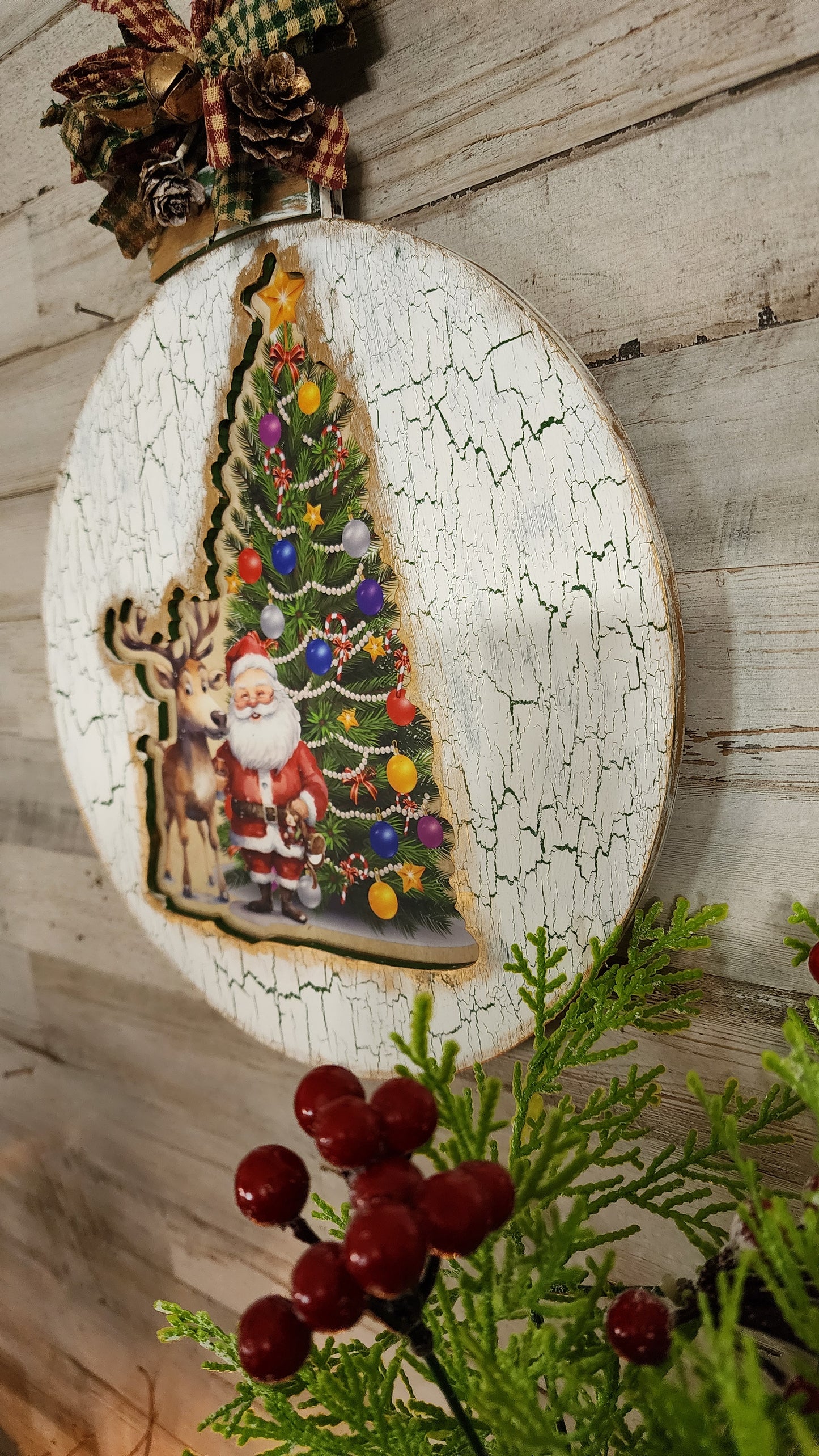 CUT OUT wooden ornament! For Magnolia Cute Christmas Animals Rub-on transfers