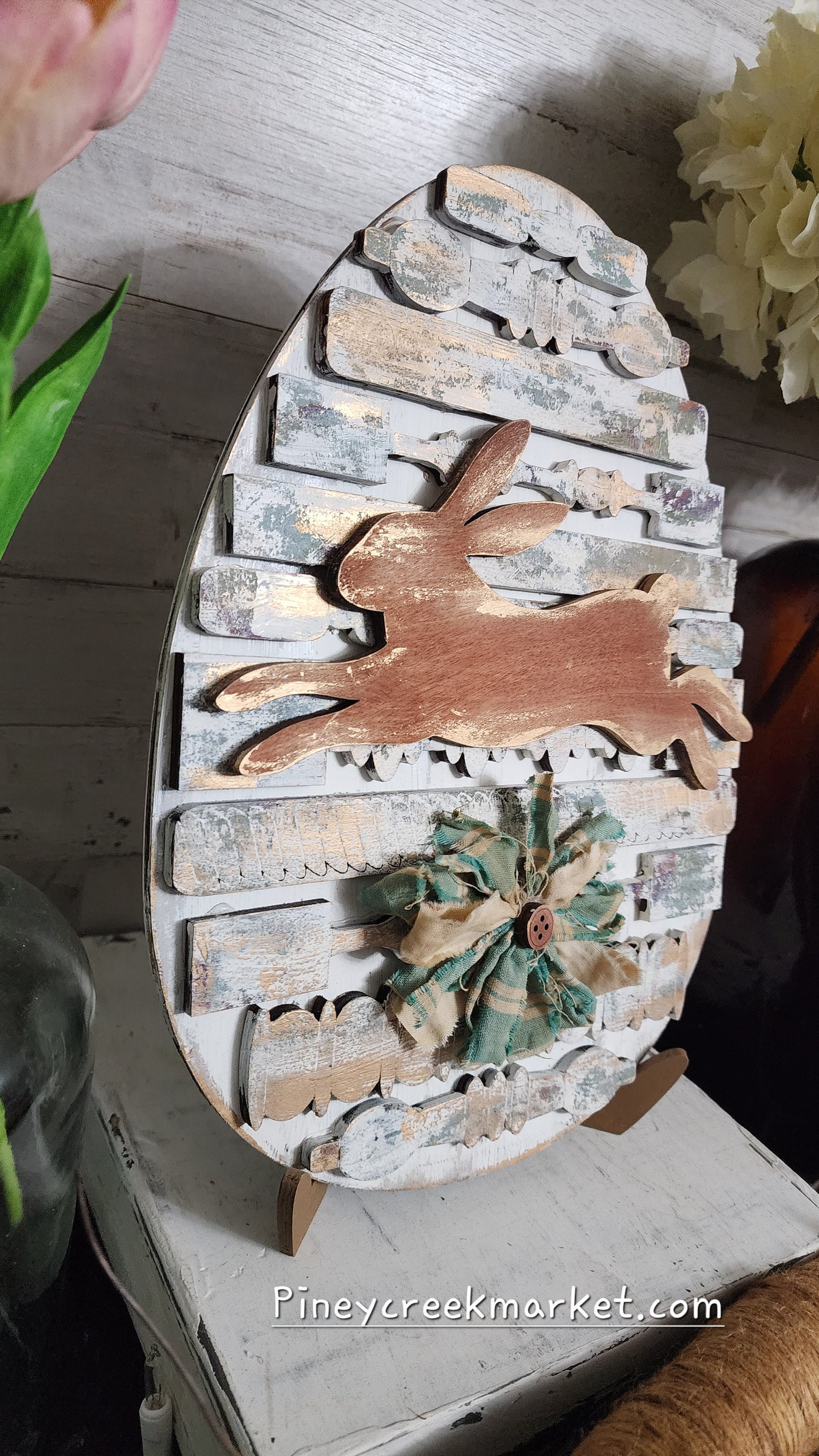 Egg shape with spindles and French Rabbit