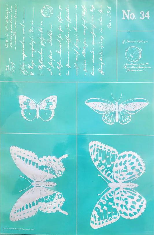 Lettering and Butterflies stencil