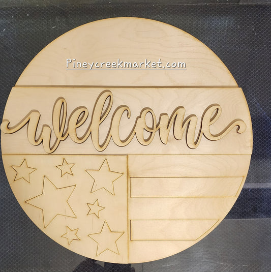 Americana Welcome Door Hanger America