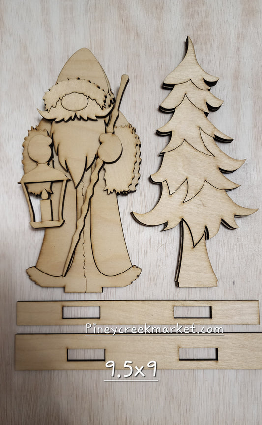 Woodland Santa and tree Double sided! SMALL table top size CLASS kit!
