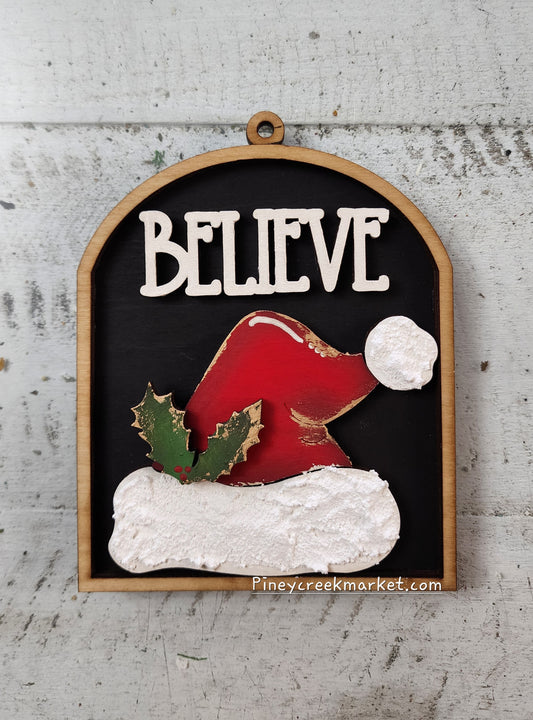 Believe Santa Ornament arch shaped