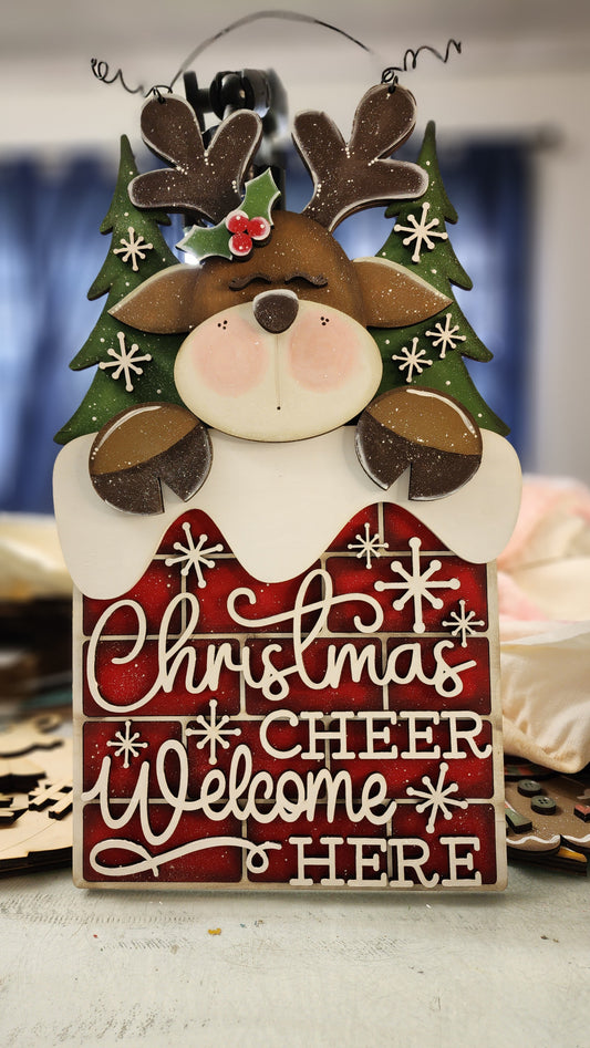 Reindeer down the Chimney Christmas Door Hanger class Kit