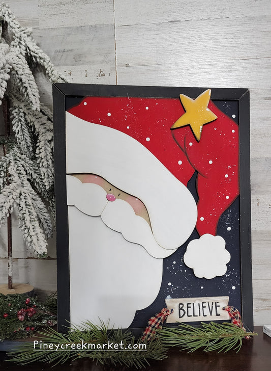 Framed Santa Vintage look