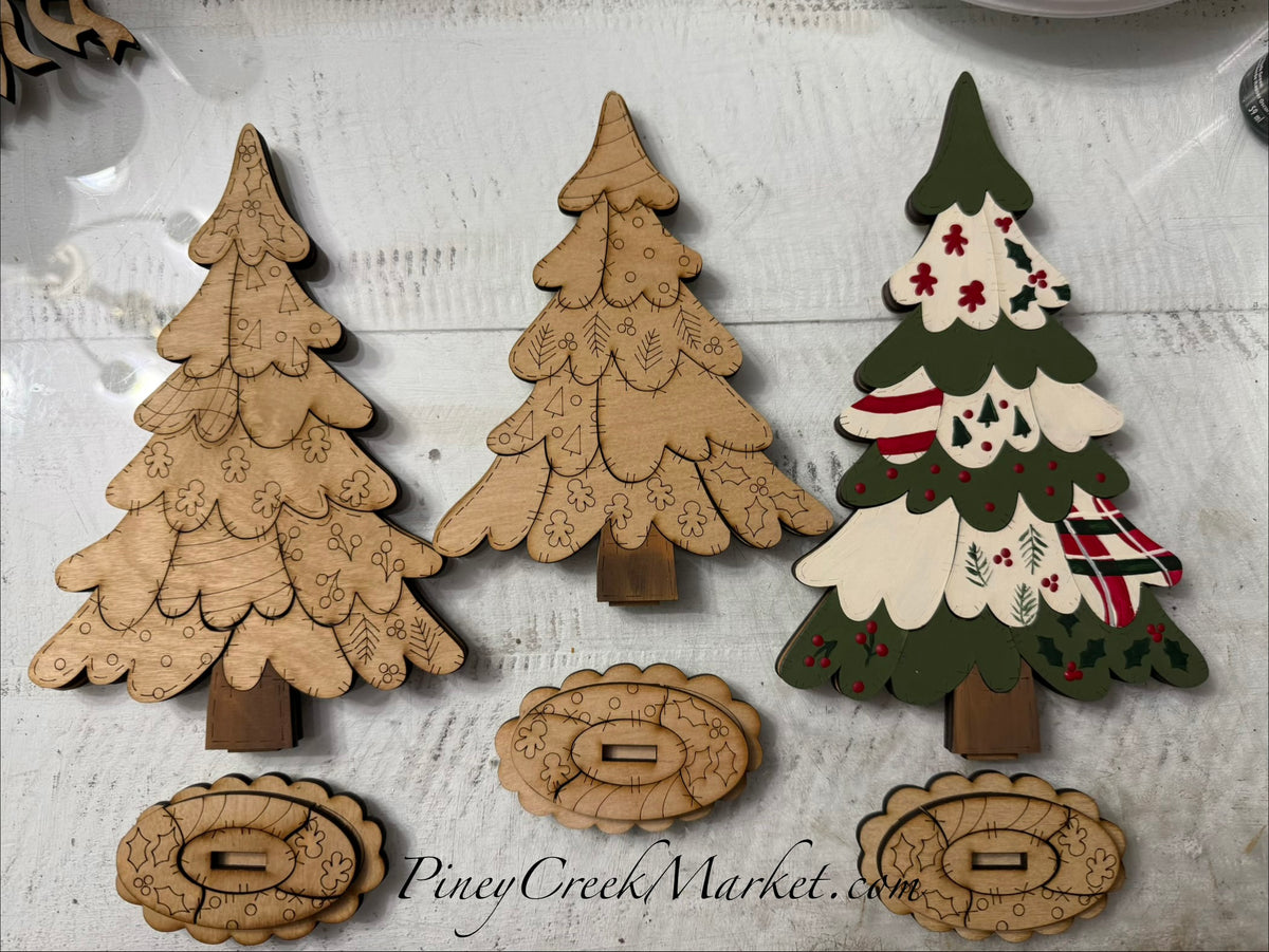 Set of 3 patchwork Christmas trees 🌲