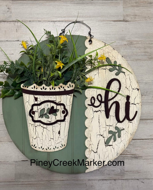 Hi Door Hanger with greenery pocket!