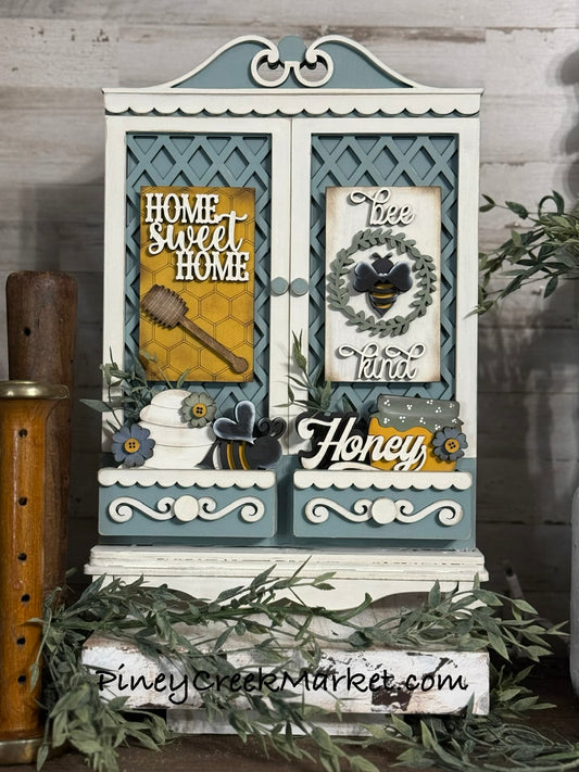 Adorable New Cabinet with Lattice design with Home sweet home inserts included (other inserts available)