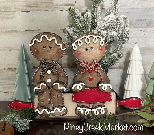 Gingerbread Man and Lady with Rolling pin to Sit on!🎄Ready to paint